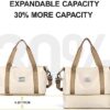 Travel Bag,Waterproof Duffel Gym Tote Bag,Weekender Carry On Overnight Bags for Women with Trolley Sleeve Wet Pocket,Travel Duffel Bags Hospital Bag, Beige Brown - Image 4