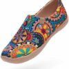 UIN Women's Fashion Floral Art Sneaker Painted Canvas Slip-On Ladies Travel Shoes