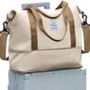 Travel Bag,Waterproof Duffel Gym Tote Bag,Weekender Carry On Overnight Bags for Women with Trolley Sleeve Wet Pocket,Travel Duffel Bags Hospital Bag, Beige Brown