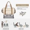 Travel Bag,Waterproof Duffel Gym Tote Bag,Weekender Carry On Overnight Bags for Women with Trolley Sleeve Wet Pocket,Travel Duffel Bags Hospital Bag, Beige Brown - Image 5