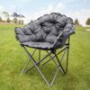 MacSports C932S-129 Padded Cushion Outdoor Folding Lounge Patio Club Chair, Gray - Image 2