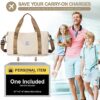 Travel Bag,Waterproof Duffel Gym Tote Bag,Weekender Carry On Overnight Bags for Women with Trolley Sleeve Wet Pocket,Travel Duffel Bags Hospital Bag, Beige Brown - Image 2