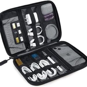BAGSMART Electronics Organizer Travel Case, Small Travel Cable Organizer Bag for Travel Essentials, Travel Tech Organizer as Travel Accessories, Cord Organizer for Phone, Power Bank, SD Card, Black